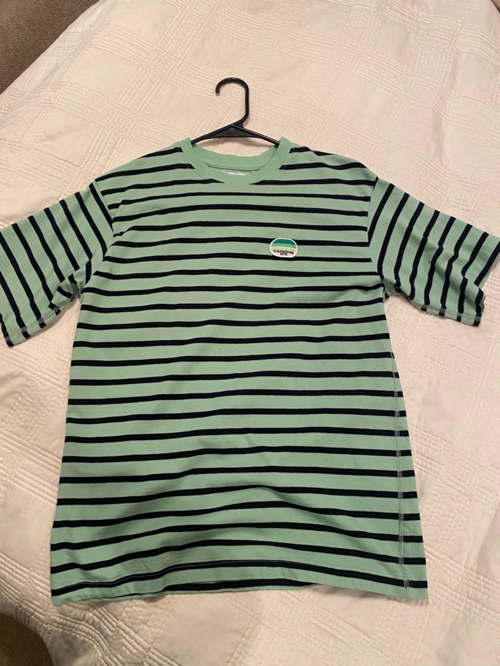 Zara Green & Black Striped Tee, oversized. Size 13-14